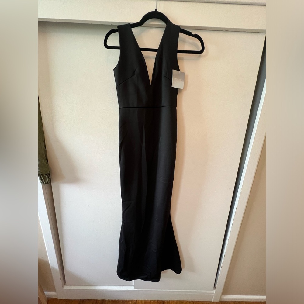 NWT Misguided Petite Black Gown Sleeveless Dress with Slit Size 4